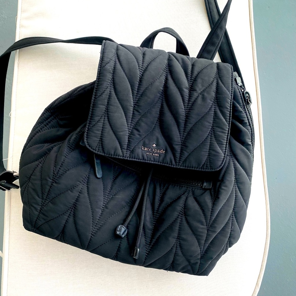 Kate spade backpack bag black duffle bag quilted